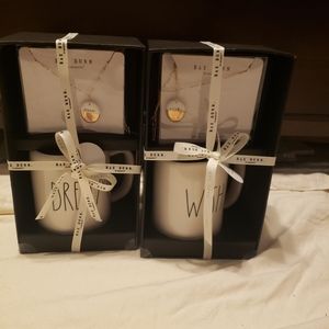Rae Dunn mugs and necklaces